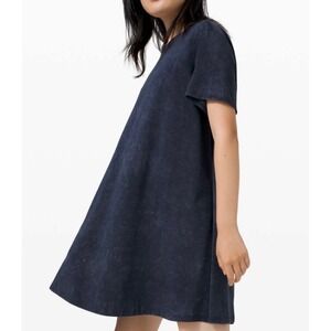 Lululemon All Yours Tee Dress Cloud Wash Navy Blue Size 12